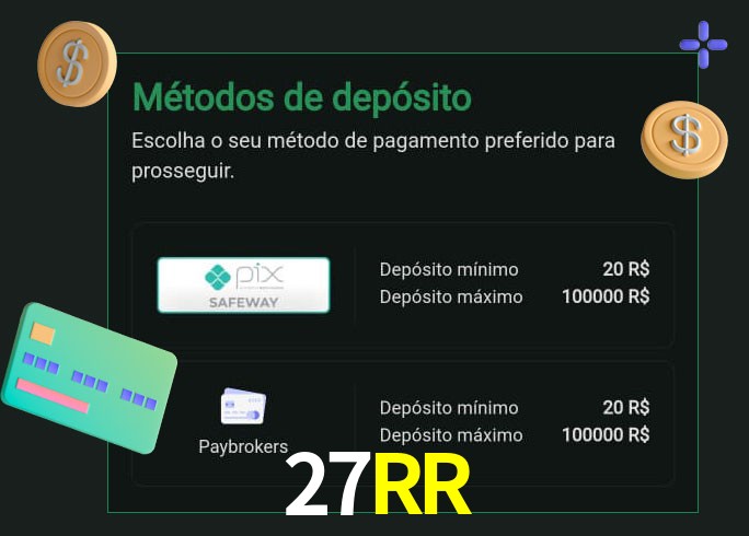 O cassino 27RR oferece uma grande variedade de métodos de pagamento